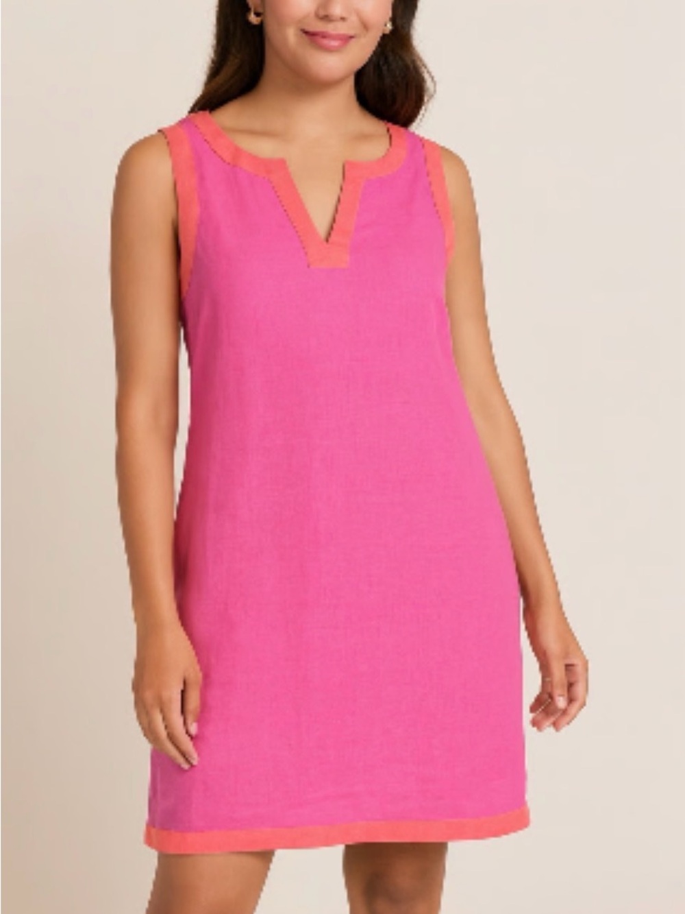 Sigrid Olsen, Pink 100% Linen Shift Dress, sz L